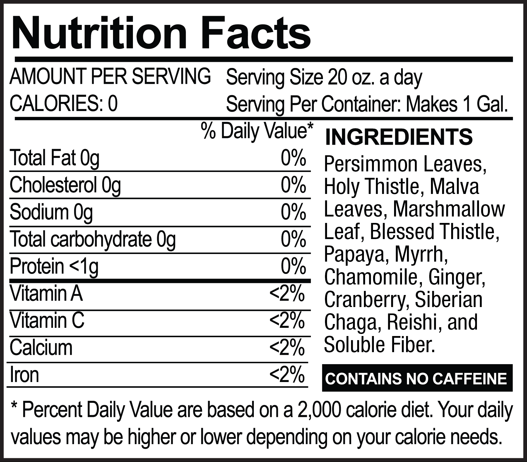 TeDivina® 6 Pack nutrition facts